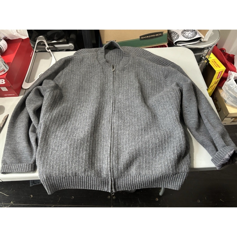 Robert Trent Jones Cable Knit Golf Sweater Men's XXL Gray Full Zip